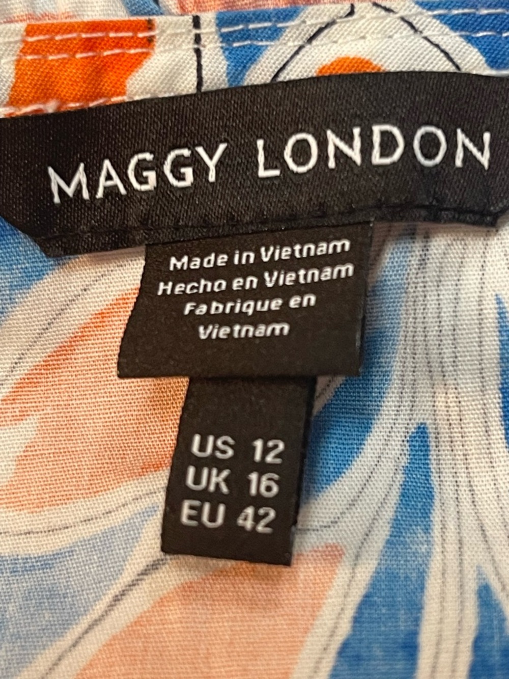 Maggy London Blue, Orange & White Floral Dress - Picture 6 of 10